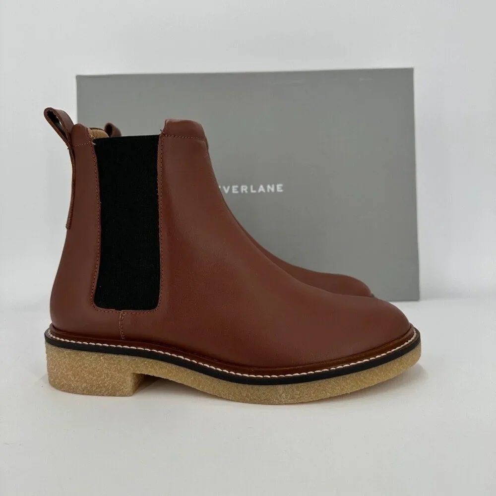 Everlane The Italian Leather Chelsea Boot Tobacco Brown sz 7 Women's Gum Outsole